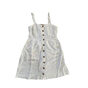 LOFT‎ Linen Blend White Button-Front Mini Dress 6